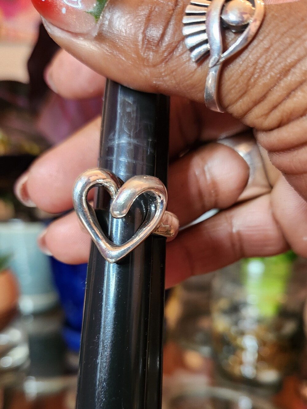 Sterling Silver Electroform Heart Open Band Ring Size 9